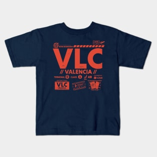 Vintage Valencia VLC Airport Code Travel Day Retro Travel Tag Spain Kids T-Shirt